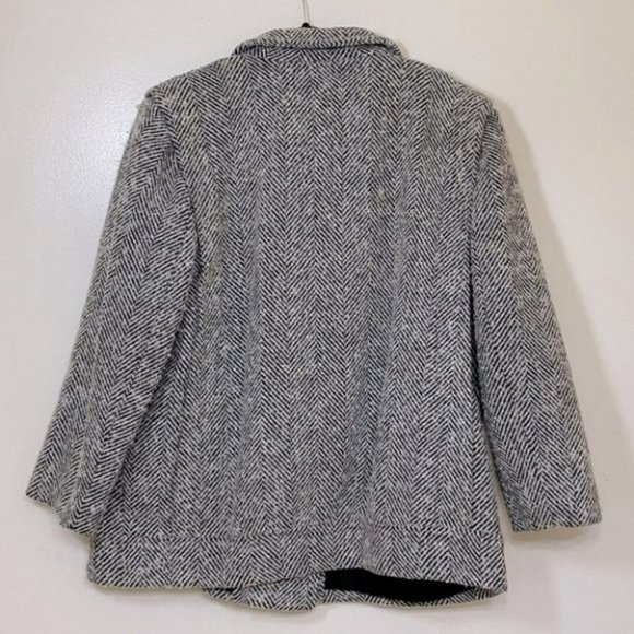 VINTAGE Foxland Petites Double Breasted Herringbone Wool Blend Pea Coat - Picture 10 of 11